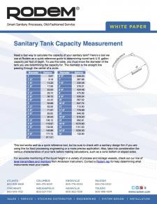 Sanitary Tank Capacity Guide