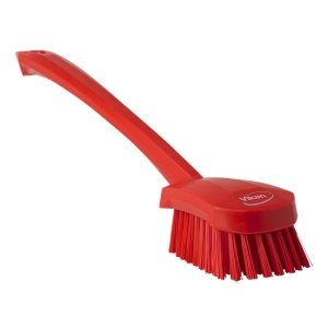 Vikan Narrow Long Handle Cleaning Brush 16.5" Red