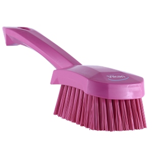 Vikan Short Handle Scrubbing Brush Stiff 10" Pink