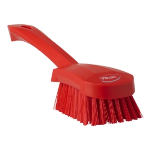 Vikan Short Handle Scrubbing Brush Stiff 10" Red