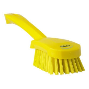 Vikan Short Handle Scrubbing Brush Stiff 10" Yellow