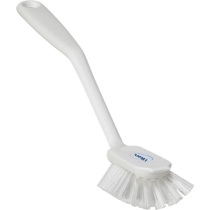 Vikan Dish Brush w/ Scraper Medium 11" White
