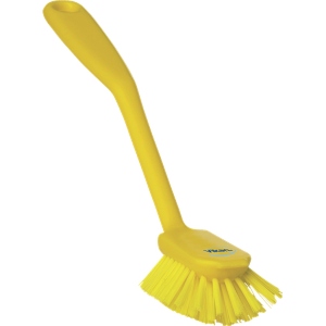 Vikan Dish Brush w/ Scraper Medium 11" Yellow