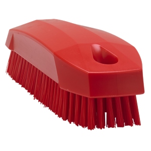 Vikan Small Nail Brush Stiff Bristles 5" X 2" Red