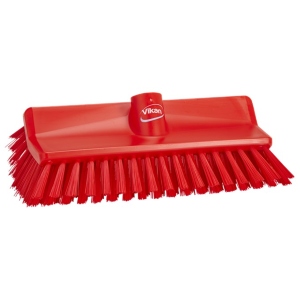 Vikan High-Low Broom Brush Medium Bristles 10.5" Red