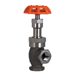 V18 SST Angle Valve Orange Handwheel Screwed Ends