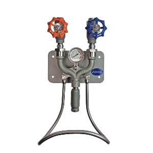 M-750 Hot & Cold Mixing Station SS W/ Temp Gauge Globe Valve