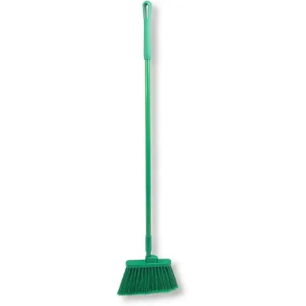 Carlisle Flagged Bristle Angle Broom with Handle 56" - Green