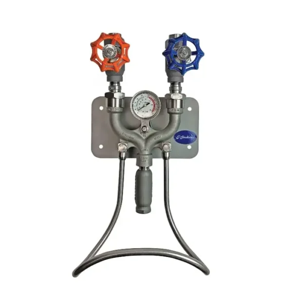 Strahman M-750 Hot & Cold Mixing Station SS W/ Temp Gauge Globe Valve