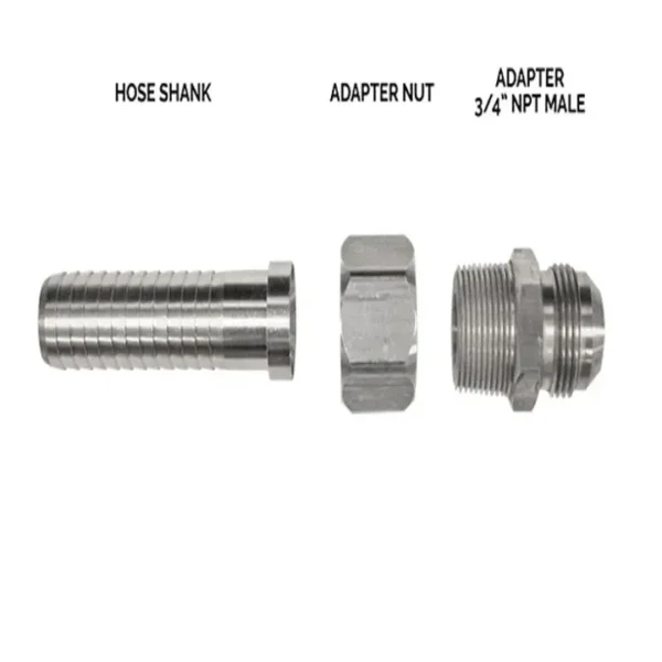 Strahman 5/8" 3 PC Unit End Assembly, Stainless Steel