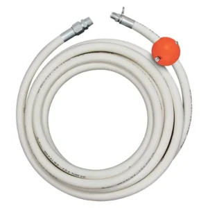 Strahman RS-X Extr Hose, White, 100', Stainless 5/8" ID & 1/2" Male NPT, Adapter, Ball Stop For Hose Reels