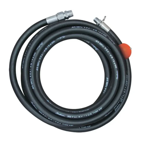Strahman RS-X Extr Hose, Black, 25', Stainless 5/8" ID & 1/2" Male NPT, Adapter, Ball Stop For Hose Reels