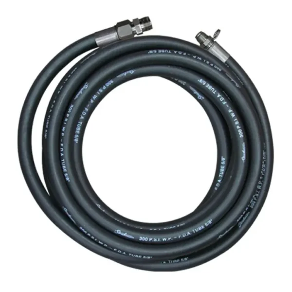 Strahman S-X Extr Hose, Black, 50', Stainless 5/8" ID & 3/4" Male NPT, Adapter